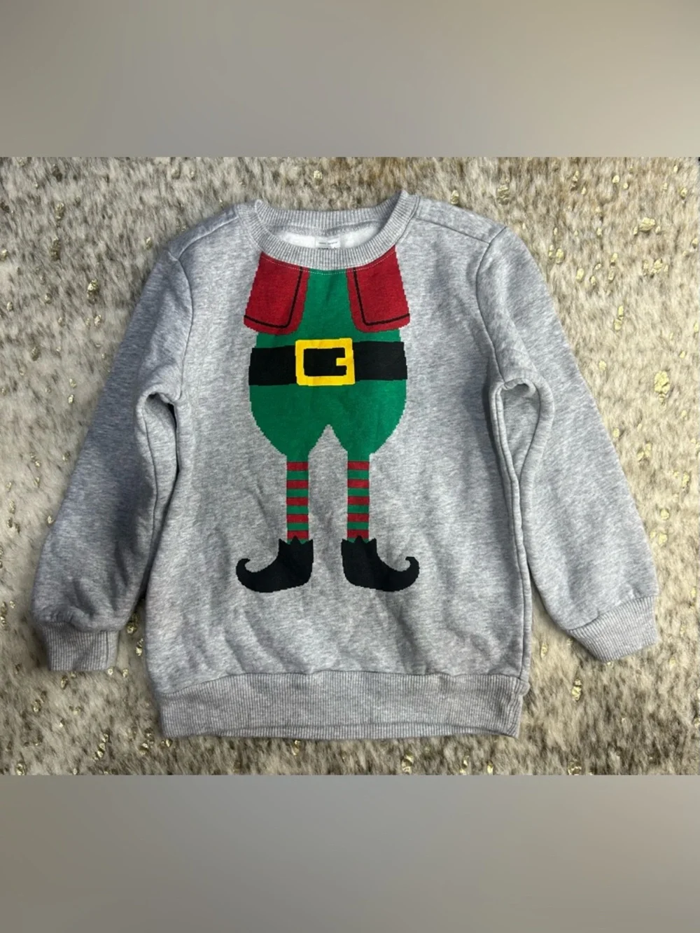 5 for $25🔥Carter's Elf Print Graphic‎ Grey Sweatshirt 4T